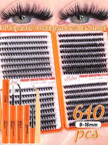 MEM 640/496pcs D-Curl DIY False Eyelashes Set, Includes Glue, Stamp, Tweezers And Brush, Suitable For Beginners, Large Capacity Eyelash Set, Can Create Different Makeup Looks, Thick And Fluffy False Eyelashes Can Lengthen And Enlarge The Eyes, Long-Lasting And Dense, Segmented Design, Easy To Use, Suitable For Daily Use, Weddings, Outdoor Activities, Travel, Parties, Music Festivals, And An Ideal Gift For Women - 黑色 - 查看 19