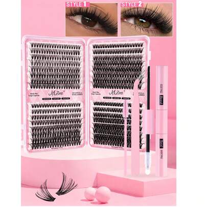 MEM Bộ 640 sợi mi giả D-Curl Flare, gói combo lớn, bộ dụng cụ tự làm mi giả, cụm mi 30D+40D+50D, bộ mi giả D-Curl Flare cá nhân bao gồm keo dán mi và dung dịch định hình, mi giả nhiều độ dài 9-16mm. Bộ mi giả, thích hợp cho du lịch, sử dụng hàng ngày (thân thiện với người mới bắt đầu), đám cưới, hẹn hò, tiệc tùng, kỳ nghỉ và nhiều dịp khác, cũng rất tuyệt vời làm quà tặng Giáng sinh/Halloween.