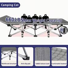 1200D Oxford Canvas Folding Camping Bed For Adults With Soft Foam Mattress And Carrying Bag - Double-Layer Portable Outdoor Bed, Folding Bed With Mattress, Folding Bed, Camping Bed, Camping Bed With Mattress, Camping Bed, Portable Folding Bed, Camping Gear, Portable Bed, Sofa Bed, Recliner-Style Folding Bed, Outdoor Chair - 沒有床單-60inx28in - 查看 7