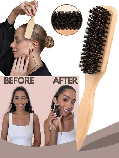 2026 猪鬃男女通用头发和胡须刷，专业无香型鬃毛理发造型刷，适用于浓密或稀疏的头发，渐变和推剪清洁梳，顺滑后梳工具，便携式发刷，适合日常使用、返校、旅行和假日护发。