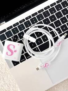 1,5M Organizador de cables con diseño de letras de dibujos animados, set protector de carga anti-rotura, compatible con cable de carga rápida de 20W para iPhone (A-Z) - Multicolor - Ver 3