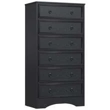 6 Drawer Dresser For Bedroom, 52'' Tall Grey Dresser With Deep Drawers, Modern Tall Dresser Farmhouse Wooden Dresser Chest Of Drawers For Living Room, Hallway, Entryway - 黑色 - 查看 7