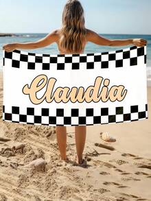 Lightweight Personalized Racing Pattern Text Customized Beach Towel - Ultra Soft Polyester Fiber, Fast Drying&Super Absorbent, Suitable For Beaches, Pools, Camping And Travel - Perfect Gift For Family And Friends, Beach Towel