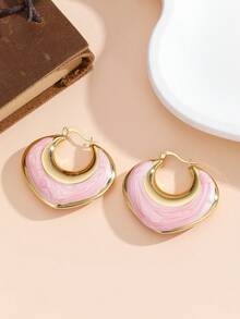 1 Pair Women's Stainless Steel Heart-Shaped Drop Hoop Earrings - Heart-shaped Drip Earrings - View 5