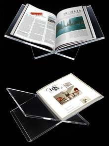 1 pieza Sujetalibros transparente en forma de X, estantería de lectura de acrílico (por favor, retire la película protectora antes de usar), estante de exhibición de álbumes de música, atril de libros blanco y negro, estante de exhibición para el hogar, adecuado para biblioteca, libro de cocina, álbum de música y diversos libros de lectura y colocación, decoración de mostrador para estante de libros de cocina - color transparente - Ver 4