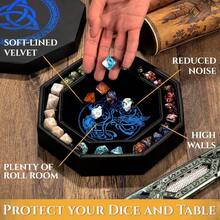 Dice Tray - Premium 22 CM Tray For  - Exquisitely Detailed Blue World Tree And Triquetra Design - Perfect Rolling And Box Storage To Protect Your Dice For DandD And RPG - BlueCelticKnot - View 2