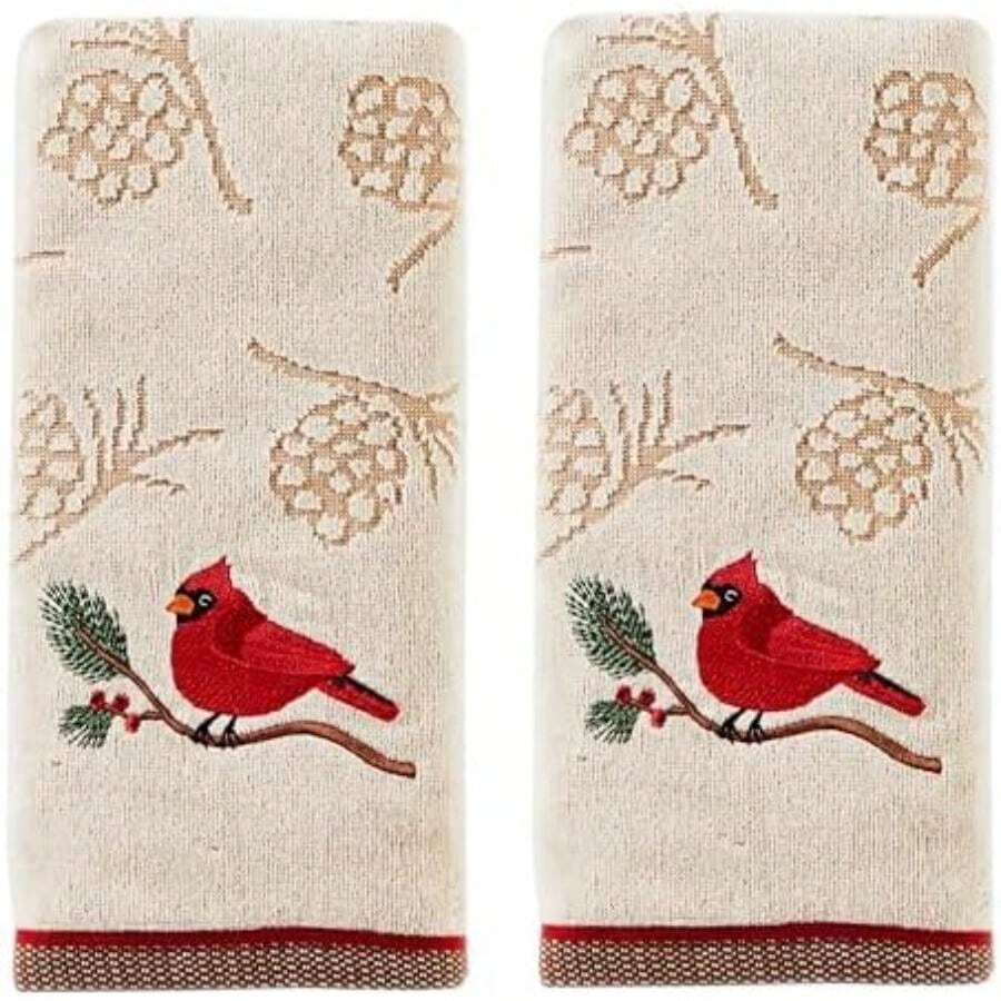 SKL Home - Juego de 2 Toallas de Mano de muñ de Nieve para Navidad/Invierno con Bolas de Nieve, para baño, Cocina y Regalo, Color(Juego de toallas de mano Trigo) - Multicolor - Ver 1