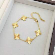 1pc Clover Flower Bracelet, Fashionable & High-End, Color-Fast, Versatile Lucky Bracelet - Pihua J - View 3