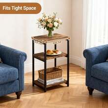 Techigher Side Table, 3-Tier End Table, Open Shelves Night Stand, Bedside Table With Metal Frame For Living Room, Bedroom, Bathroom - Wood Color - View 8