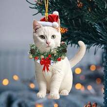 Cistmas Cat Ornaments Cute Acrylic Animal Pendant for Holiday Tree Decoration with Eye Catching Festive Style Ornament Set for Home Fireplace Farmhouse  Workplace Family Seasonal Decor - D - Ver 3