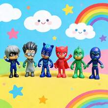6pcs/3pcs/1pc PJ Masks Super Moon Adventure Collectible Figurines, 1 Set, Cake Toppers And Gifts - Multicolor - View 3
