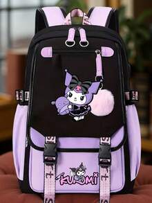 Kuromi印花背包，Hello Kitty印花简约背包，适合中学生，轻便舒适，大容量，休闲百搭旅行背包