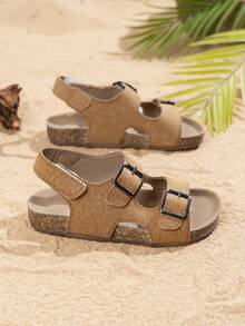 Nuevas sandalias de playa para niños con estilo minimalista tipo , de suela suave y antideslizante - Caqui - Ver 5