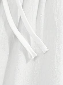 Kolrap Men's Linen Texture Shirt & Pants Set, Long Sleeve Button-Up Top And Drawstring Long Pants 2-Piece Outfit, Summer Beach Vacation Wear - White - View 9