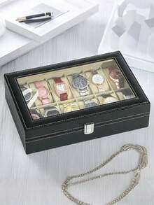 Leather Watch Box, Watch Storage Display Case, Home Decor, Flea Market Display Box, Elegant Minimalist Gift Box