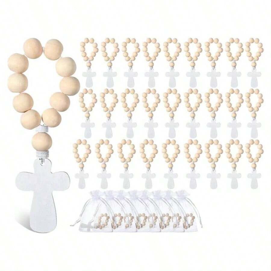 36 Piezas de Rosario de Madera con Bolsas de para , Primera Comunin, Confirmacin, Shower, Despedida de Soltera - inicial - Ver 1