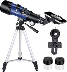 Beginners, 70mm Aperture 400mm Astronomical Refracting Telescope For Adults Students - Travel Telescopes With Tripod, Phone Adapter(Silver) - Xanh dương đại dương70400 - Xem 6