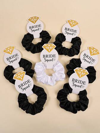 7pcs Satin Elastic Damage-Free Diamond Card Hair Scrunchies, Party Gift, Wedding Gift, Bridesmaid Gift, Women Hair Ties
