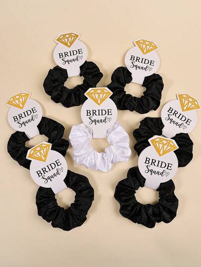 7pcs Satin Elastic Damage-Free Diamond Card Hair Scrunchies, Party Gift, Wedding Gift, Bridesmaid Gift, Women Hair Ties ,Scrunchy Head Accessories Ponytail Holder Beauty Home Hair Accessories