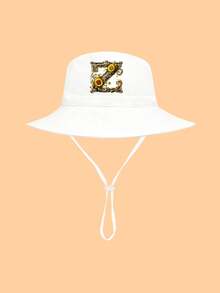 1顶儿童薄款向日葵及26个字母装饰白色渔夫帽，时尚舒适透气，防晒防晒，可调节防风带，适合2-3岁男孩女孩，春夏日常佩戴及户外活动皆宜，是绝佳的生日礼物。 - 彩色 - 查看 20