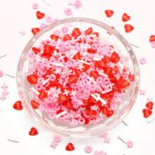 20克/0.7盎司混合心形聚合物粘土片，XOXO环氧树脂装饰品，无香型，适用于DIY手工、美甲、情人节 - 彩色 - 查看 3