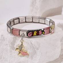 1pc Personalized Multi-Element Stainless Steel Detachable Bracelet, Letter/Heart/Planet/Bow Decor, Multi-Color Fashionable Versatile Bracelet - Multicolor - View 17