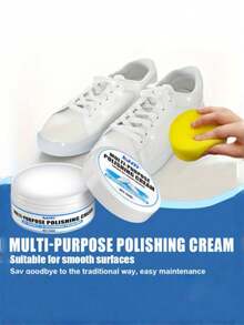 Multi-Purpose Polish Paste With Sponge Applicator, Shoe & Surface Cleaner, Plastic Material, Easy Maintenance, Creates Smooth Finish