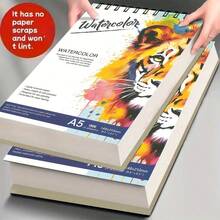 DOMUUH Large Spiral Bound Watercolor Book - A5 Art Sketchbook With Thick Cover & Pages, Heavy-Duty Spiral Binding, Binding Suitable For Artists, Students, Watercolor, Pencils, Markers, Colored Pencils - Ideal Birthday/Christmas Gift - 14.8cm/5.8in*21cm/8.3in - View 1