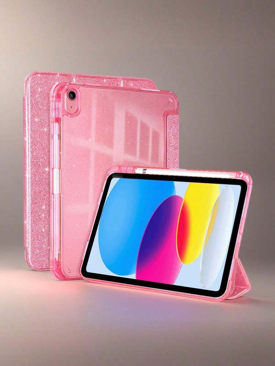 IPad Protective Case With Pen Slot, Compatible With IPad A16/2025, IPad 11th/10th Gen, Suitable For IPad Air 11/M3/M2 Smart Protective Case, Shiny Shell, Also Compatible With IPad Air 4/5 - 粉色 - 查看 1