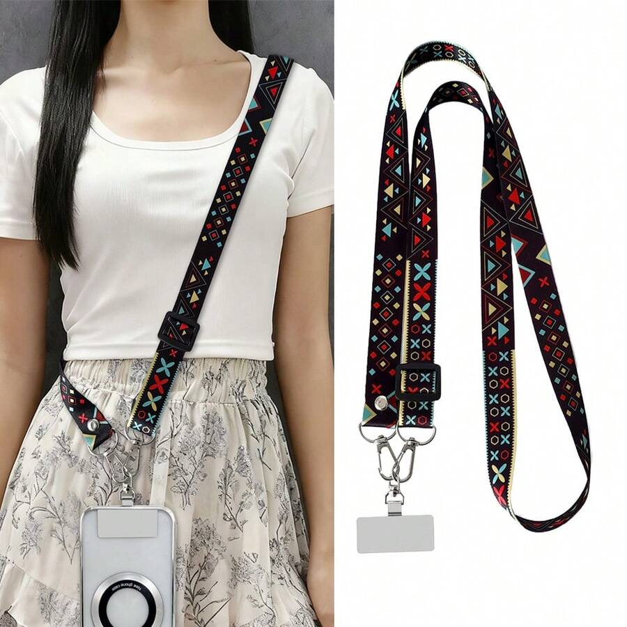 Retro Phone Lanyard With 360° Rotatable Clip, Adjustable Strap, Sturdy Dual-Use Halter, Fashionable Shoulder Strap, Suitable For Various Smartphones Compatible With Android And Most Smartphone,Gifts For Mother, Family, Friends, Birthday, Holiday Phone Chain - Multicolor - View 1