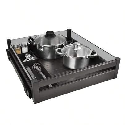 Pull Out Cabinet Organizer Slide Out Pantry Shelves Heavy Duty Roll Out Sliding Tray For Cabinet Full Extension Kitchen Sliding Drawer Storage With Dividers 20 Inch Wide * 21 Inch Deep