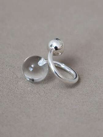 1 pieza Nuevo anillo de compromiso de cristal de moda para mujeres y parejas, minimalista, creativo, con bola geométrica, hecho a mano, regalo de joyería para fiestas