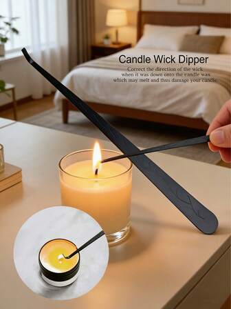 1个/2个/4个装不锈钢哑光黑独特压纹烛芯夹，蜡烛熄灭工具，黑色金属蜡烛熄灭器，烛芯修剪钩，烛芯夹，蜡烛夹工具，蜡烛护理工具，适合作为礼物或日常节日用品，蜡烛爱好者使用