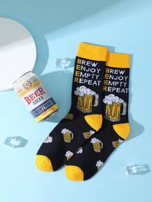 1 Paio Di Calzini Multicolore Fino Alla Caviglia, Confezione Regalo Unisex Per Coppie, Calzini Morbidi A Tema Birra, Design Creativo Ispirato Al Cibo, Comodi E Versatili, Adatti Per Compleanno, San Valentino, Pasqua, Ramadan, Appuntamenti, Riunioni Familiari, Feste, Vacanze, Moda Unica Per Uso Quotidiano