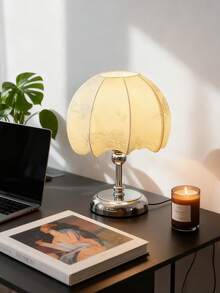1 chiếc đèn bàn vải họa tiết, chạy bằng USB, kiểu dáng retro, thích hợp dùng cạnh giường ngủ, ký túc xá, phòng ăn, cắm trại, đèn tạo không gian ấm cúng tối giản. - Bạc - Xem 6