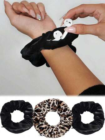 2 pièces Sac de rangement multifonctionnel portable pour bandeau - Portefeuille caché portable et sac de rangement, non imperméable, chouchou/bandeau en velours avec fermeture éclair, poche cachée intégrée pour ranger les clés et l'argent - Cacher l'argent en toute , accessoire de queue de cheval invisible, élastique à cheveux en velours avec compartiment caché, élastiques à cheveux, élastiques pour queue de cheval