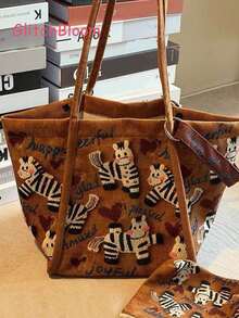 Túi Tote Thời Trang Mới Năm 2026, Túi Vải Canvas In Chữ Ngựa Vằn Cầu Vồng Dung Tích Lớn, Túi Lười Có Ngăn Nhỏ (Có Thể Có Sự Khác Biệt Nhỏ Về Màu Sắc Giữa Sản Phẩm Thực Tế Và Hình Ảnh Do Ánh Sáng Trong Quá Trình Chụp Ảnh, Đây Là Điều Bình Thường) - Xem 8