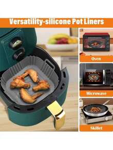 Silicone Air Fryer Mat, Air Fryer Pad, Grill Pan Tray Mat, Baking Oven Tray Liner, Reusable Silicone Baking Mat, Kitchen Gadget - Multicolor - View 2