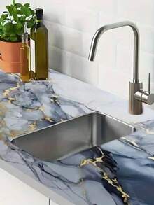 Adhesive Wallpaper For Kitchen, Glossy Marble Blue Gold, 5 Meters X 60 Cm, Water/Oil Resistant - Nhiều màu - Xem 5