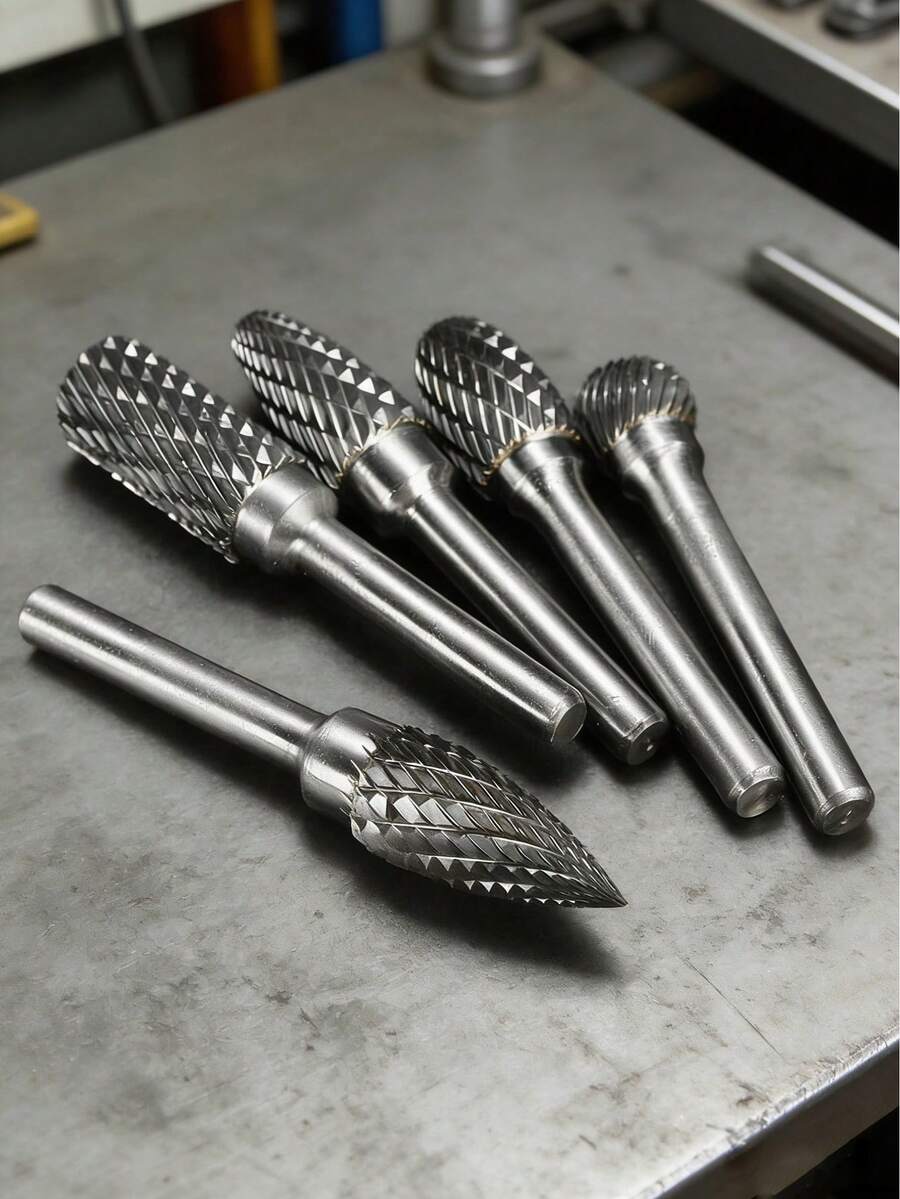5/10pcs Tungsten Carbide Rotary Burr Set - 1/4" 6mm Shank, 6x10mm/3x6mm Double Cut Rotary Burr - Multi-Purpose Carving & Cutting For Metal, Wood, Stone, Plastic - High Hardness Milling Cutter Tool Kit