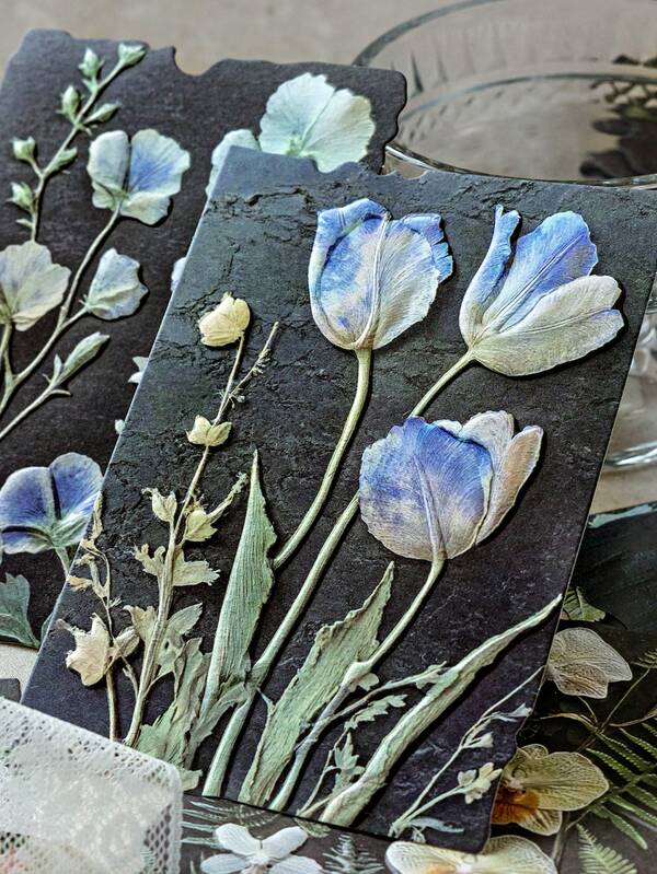 23개입 1팩 엠보싱 빈티지 식물, 꽃, 잎 디자인 DIY, 스크랩북, 저널링용 장식 용지