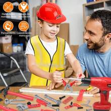 Nasjac Herramientas Juguete para Niños 57Pcs Juego de Herramientas Niños con Chaleco Taladro Electrico Casco  Caja de Herramientas Construccion para Juego de Roles Regalos de Navidad NiñoConveniente y duradero,Los favoritos de los niños - Multicolor - Ver 7