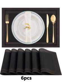 4 piezas/6 piezas Posavasos de plástico, Estilo occidental, Posavasos cuadrados para mesa, para comedor y cocina