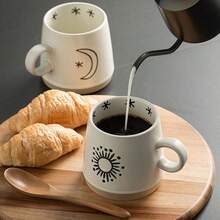 6个简约厚陶瓷马克杯，高品质早餐杯、咖啡杯、水杯，家用 - 彩色 - 查看 2