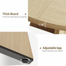 Mesa de comedor redonda, mesa de comedor redonda de 47 pulgadas para 4, mesa de cocina de granja con base de pedestal de madera para el comedor o la sala de estar del hogar (sin sillas) - Marrón - Ver 7