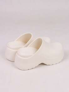 Women's Lightweight EVA Wooden Clogs - Fashionable Thick-Soled Shoes, Thick Platform With Arch Design, Solid Color Mules, Suitable For Beach, Garden, Semi-Formal Outdoor Occasions - Casual & Professional Shoes For All Seasons - Comfortable Round Toe Summer Style, Versatile Casual Shoes, Breathable And Durable EVA Material, Designed Specifically For Women - White - View 7