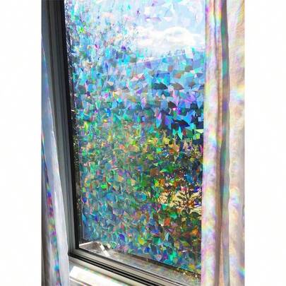 Rainbow Suncatcher Window Film Diffraction Window Film Stained Glass Window Cling Holographic Prismatic Film Crystal Pattern 24" X 36" Made In USA