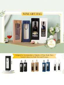 10pcs/Set Reusable Transparent Window Gift Bags With Handles, Suitable For Weddings, Holidays, Birthdays (White) - أبيض - مشاهدة 7