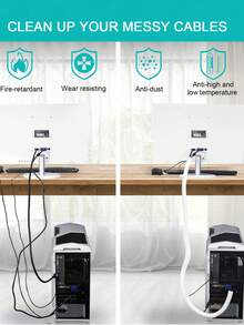 1 cái hộp đựng dây cáp, ống bọc cáp, dùng để quản lý dây cáp, bảo vệ dây dẫn, thích hợp cho thú cưng, dây cáp máy tính, máy tính để bàn, TV, PC và hệ thống quản lý dây cáp lộn xộn cho văn phòng tại nhà, hộp che giấu dây cáp máy tính để bàn, đồ dùng gia đình, dụng cụ cải thiện nhà cửa, thiết bị điện, phụ kiện dây điện, ống dẫn cáp. - trắng - Xem 4