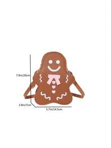 Túi đeo chéo Gingerbread dành cho nam nữ - Thiết kế mặt cười dễ thương và nơ trái tim, Khóa kéo, Phụ kiện tông vàng, Ví nhỏ gọn dùng hàng ngày có dây đeo có thể tháo rời - Quà tặng thú vị cho Giáng sinh, sinh nhật và tiệc tùng - Nhiều màu - Xem 8